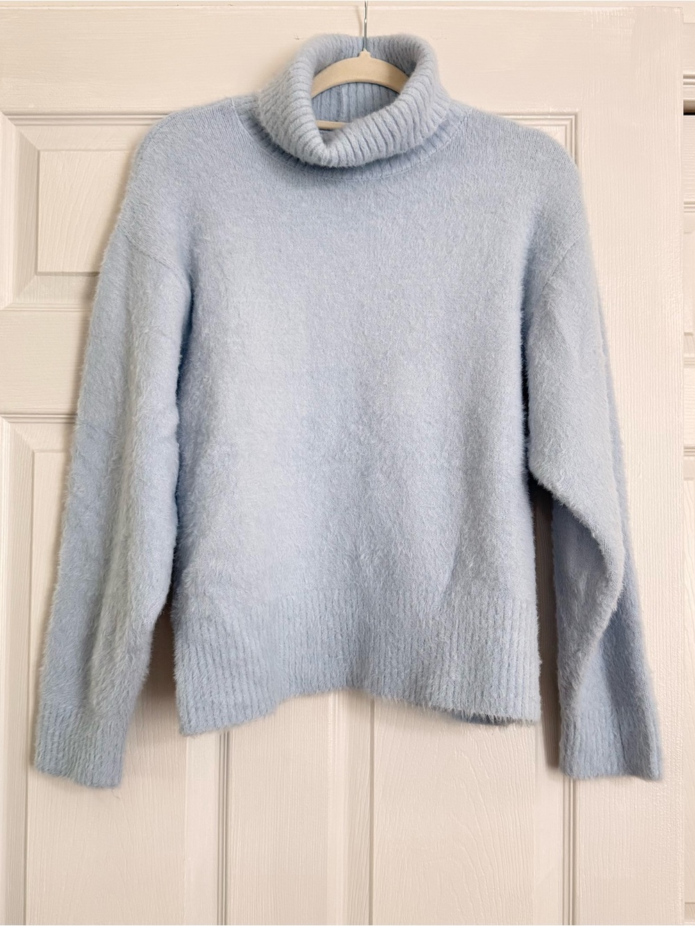 Alia Light Blue Fuzzy Turtleneck Sweater